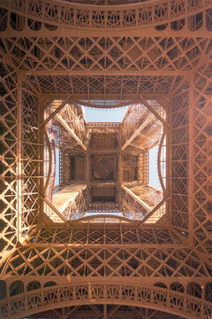 Eiffel Tower with geometrical ornament in city