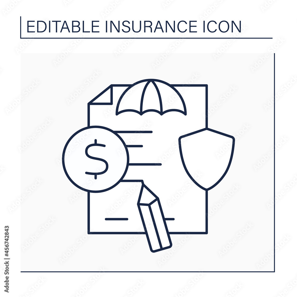 Poster claim line icon. formal request. document about payment based on insurance policy. documentation.ins