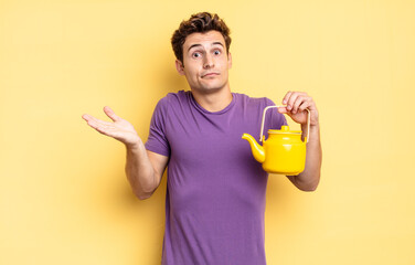 feeling puzzled and confused, doubting, weighting or choosing different options with funny...