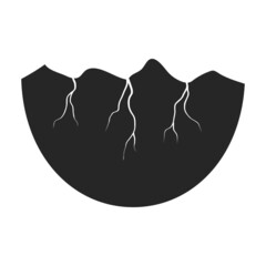 Half egg vector icon. Black vector icon isolated on white background half egg.