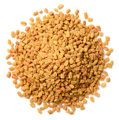 fenugreek seeds isolated on the white background, top view