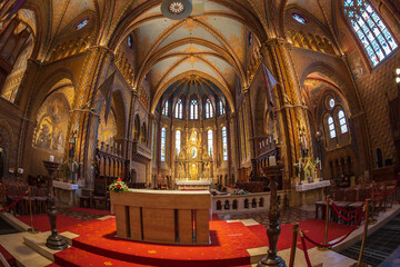 Interior of Matthias Church, Budapest, Hungary, Europe