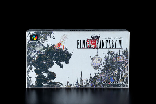 Fukuoka, Japan - september 13, 2021 : Final fantasy VI by squaresoft released in 1994 for the nintendo super famicom isolated on black background