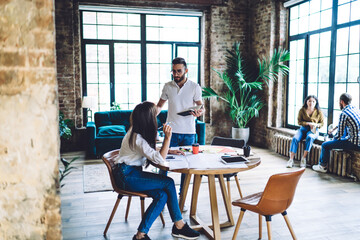 Group of people working in modern workplace