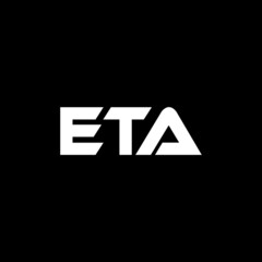 ETA letter logo design with black background in illustrator, vector logo modern alphabet font overlap style. calligraphy designs for logo, Poster, Invitation, etc. - obrazy, fototapety, plakaty