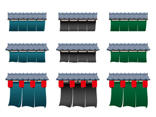 和食店のれん屋根かわら