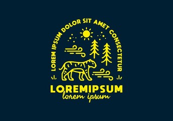 Line art illustration of tiger