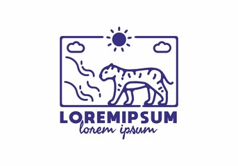 Line art illustration of tiger