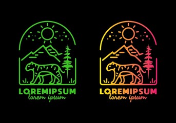 Line art illustration of tiger