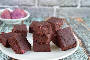 Purple sweet potato chocolate brownies