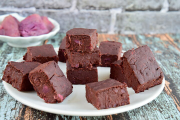 Purple sweet potato chocolate brownies