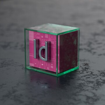 Id logo on 3D cube on gray surface