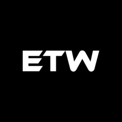 ETW letter logo design with black background in illustrator, vector logo modern alphabet font overlap style. calligraphy designs for logo, Poster, Invitation, etc.