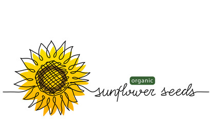 Coconut simple vector line illustration. Single line art drawing with lettering organic coconut.