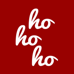 Ho-ho-ho text design illustration with white letters on red background for Christmas