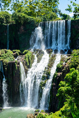 Beautiful waterfall in Iguazu with stones