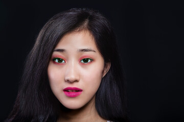 Beauty portrait of Asian American fashion model