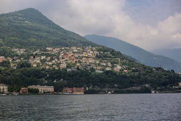 View of Traditional Colorful Houses in Lake Como