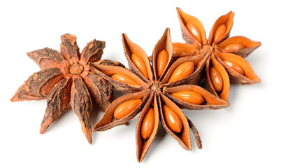 star anise fruits isolated on the white background