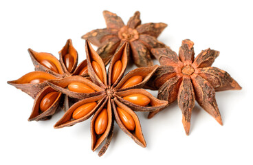 star anise fruits isolated on the white background