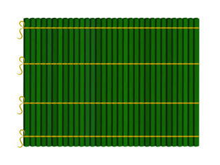 Green bamboo mat top view. Isolated vector object on white background. 