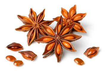 star anise fruits isolated on the white background