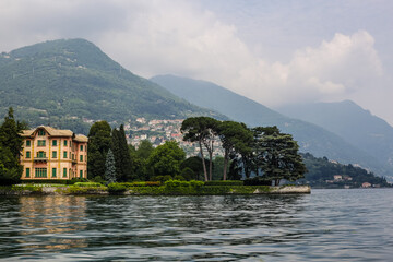 View of a Villa in Lake Como on a Cloudy Day