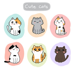 cute cats set vector art