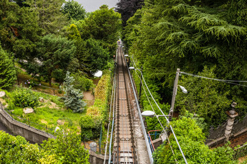 Funicular from Como to Brunate on a Rainy Day