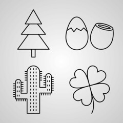 Outline Spring Icons isolated on White Background
