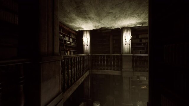 old dark Classical library room