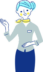 笑顔で案内しているビジネスウーマン