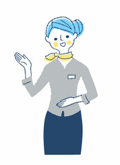 笑顔で案内しているビジネスウーマン