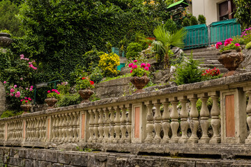View of a Garden of a Traditional Old House in Lake Como