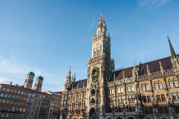 Fototapeta na wymiar New Town Hall (Neues Rathaus) at Marienplatz Square - Munich, Bavaria, Germany