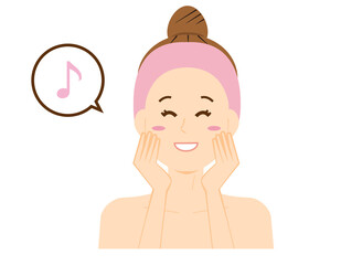Vector illustration of a woman doing skin care.