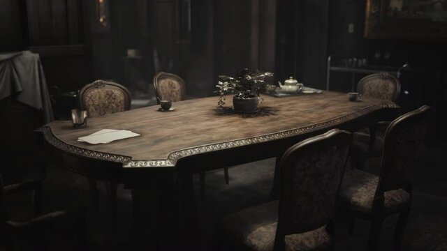 old wooden table in classic interior