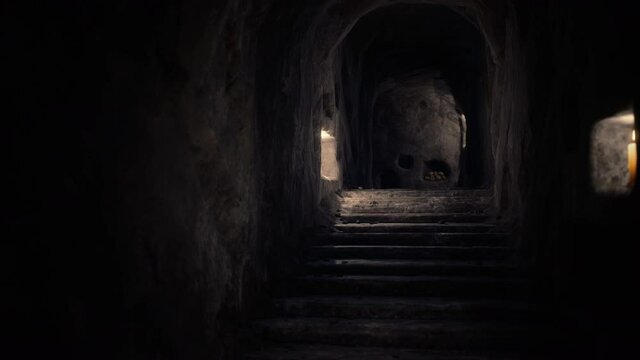 old dark stone underground Catacombs