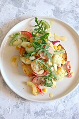 Sandwich with fresh vegetables salad. Top view. Healthy food.