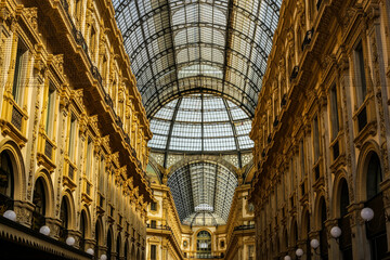 View of Vittorio Emanuele Gallery in Milano Downtown