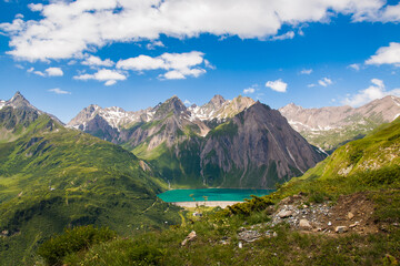 Panoramic view of idyllic alpine lake in Val Formazza, Piedmont