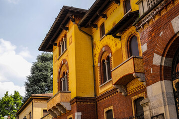 Fototapeta na wymiar View of Riccardo Mantero Silk Company in Milano