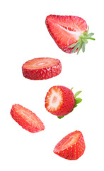 Strawberry slice flying in the air