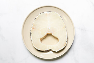Snow fish on plate for delicious good meal. Snow fish are found in the deep ocean, thick flake and...