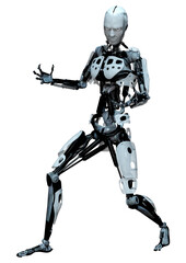 3D Rendering Male Robot on White