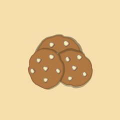 three cookies with caramel. Vector illustration