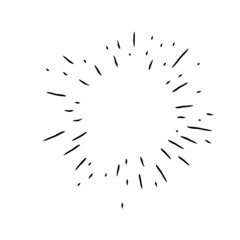 Sunburst doodle. Star, firework explosion. Hand drawn vector Illustration.