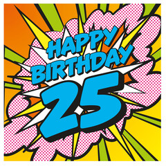 Carte Happy Birthday 25 years 2