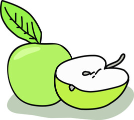 simple apple illustration with green color