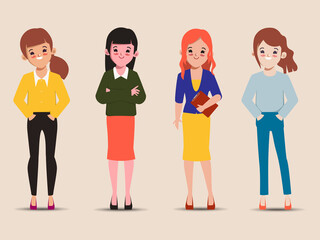 Obraz premium Set of young pretty businesswoman office worker pose.